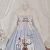 Blue Sheep & Bear Print Alice Girl Bowknot Ruffled Sweet Lolita JSK Dress