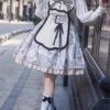 White Vintage Berlin Daily Print Removable Apron Classic Lolita Strap Dress
