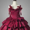 Wine Red Sleeveless Multi-layer Ruffle Bowknot Fish Bone Gothic Lolita Jsk Dress -LolitaInside b20e05f7f90926f13a5784cd3e9fc15d