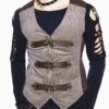 Brown Striped Retro Bags Clasp Back Waist Loops Men's Punk Waistcoat -LolitaInside b393d30595edb04f1d0a6f2eb7797079