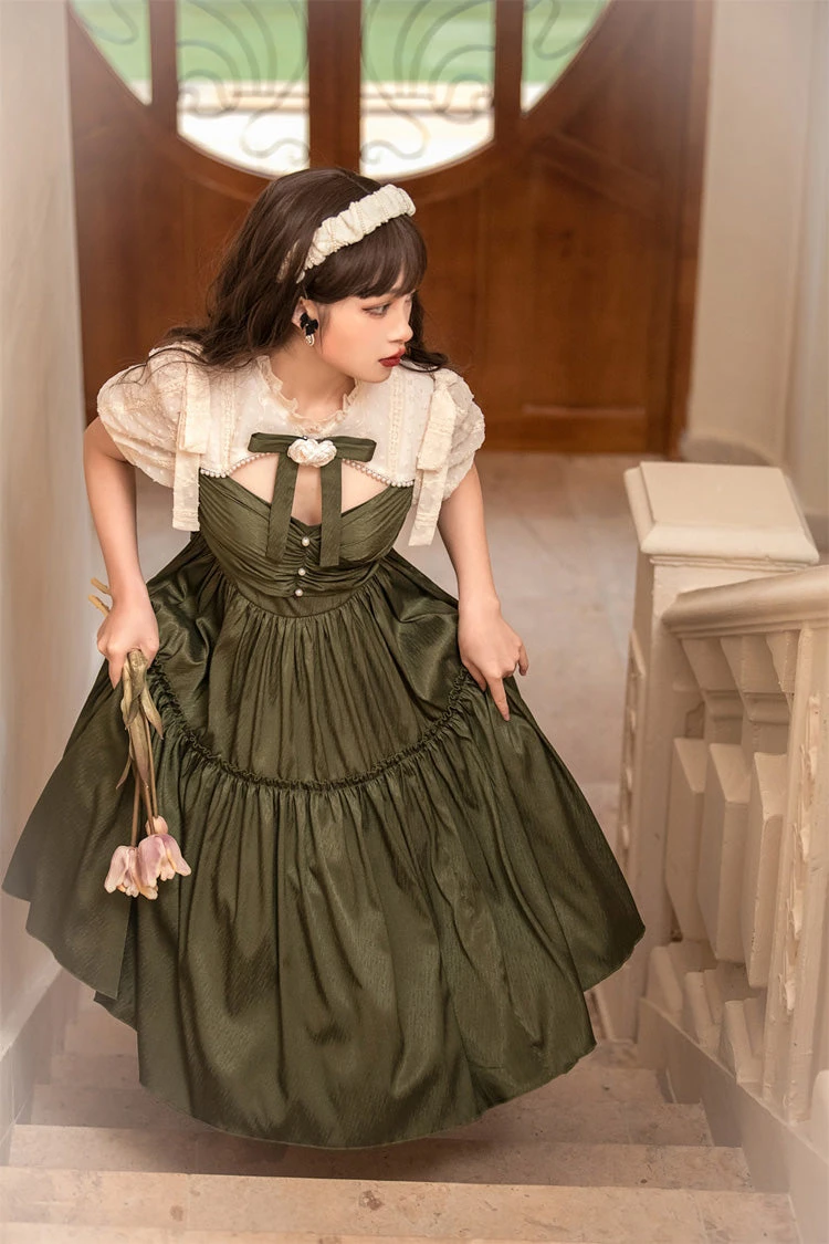 Dark Green Noble Retro Elegant Country Poetry Classic Lolita Dress 7 Dark Green Noble Retro Elegant Country Poetry Classic Lolita Dress - Image 5