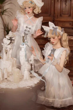 White/Blue Sleeveless Diamond Plaid Print Bowknot Alice Sweet Lolita JSK Dress -LolitaInside b51e033e51d571855f4b4efb14ff91b3