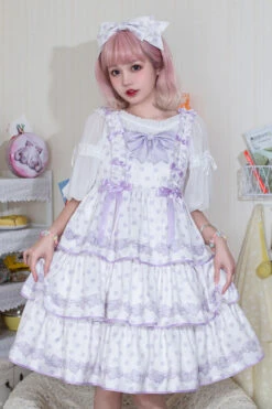 Polka Point Print Bowknot Multi-Layer Princess Sweet Lolita Jsk Dress -LolitaInside b559c882bbbfc792c2ee61555f1b8e28
