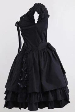 Black Lace Tiered Ruffle Sleeveless Gothic Lolita Dress -LolitaInside b592bcc2bc42b4e1c1824bac8a8e56f3