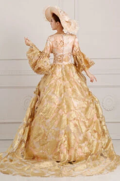 Beige/Golden Trumpet Sleeves High Waisted Embroidery Print Bowknot Multi-Layer Victorian Lolita Prom Dress -LolitaInside b5dc968e53307bb0bad0e985d1fb5805