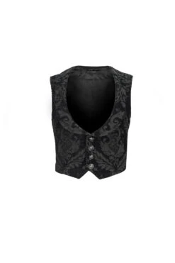 Black Metal Mushroom Button Waist Loop Jacquard Short Men's Gothic Waistcoat -LolitaInside b67edde047d13d6d987a86c5fe3c639b
