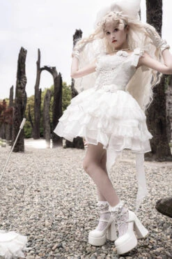 White Rose Multi-layer Gothic Lolita Jsk Dress 18 White Rose Multi-layer Gothic Lolita Jsk Dress -LolitaInside b75a20d04da034c0a3c4f8511ab6705a