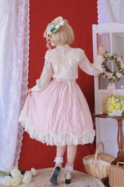 Pink Elegant Vintage Tulip Multi-Layer Ruffled Classic Lolita Skirt Dress -LolitaInside b7cbe994a2e300fa9bd9e35ed82cb2ee