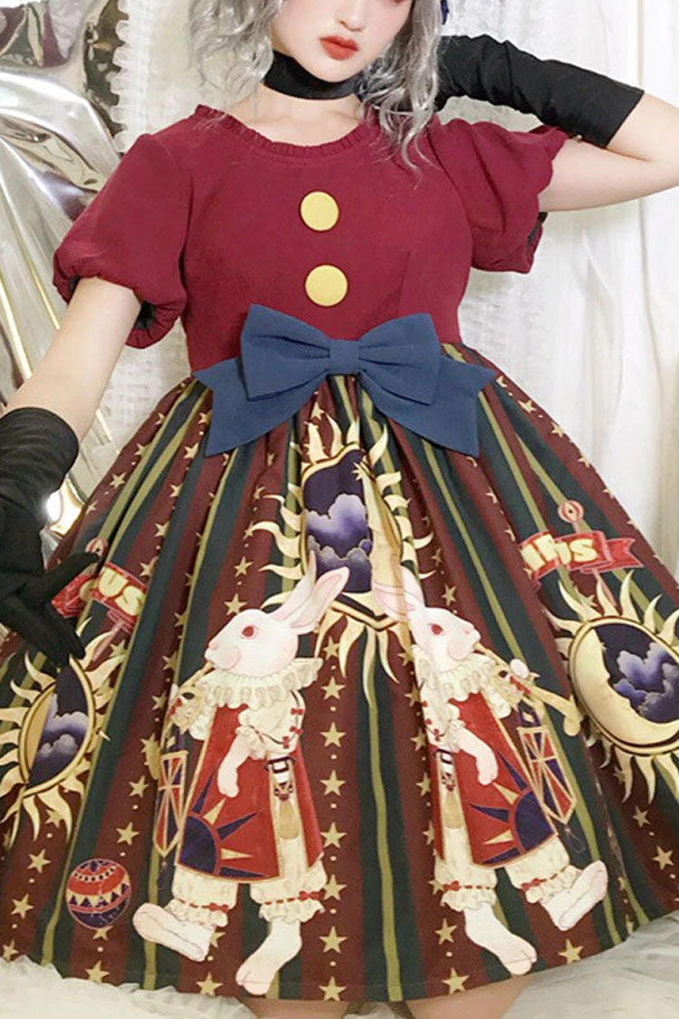 Antique Doll Print Christmas Bowknot Sweet Lolita OP Dress 3 Antique Doll Print Christmas Bowknot Sweet Lolita OP Dress