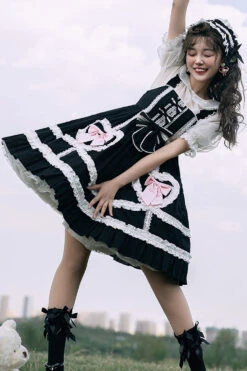 Black High Waist Love Bowknot Ruffled Princess Sweet Lolita JSK Dress -LolitaInside b87db7c777df4faf500e79731c3e9aeb