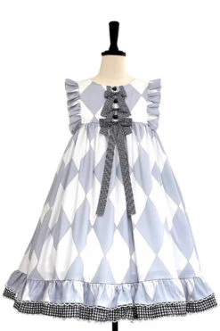 White/Blue Sleeveless Diamond Plaid Print Bowknot Alice Sweet Lolita JSK Dress -LolitaInside b9ee94af3fead9c1bdeedc3ae74fe308