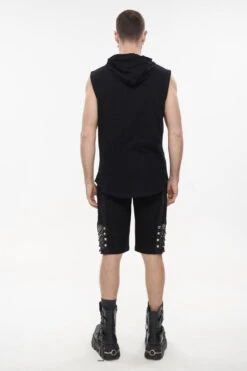 Black Knit Irregular Simple Versatile Sleeveless Hooded Men's Punk Tank Top 15 Black Knit Irregular Simple Versatile Sleeveless Hooded Men's Punk Tank Top -LolitaInside babd183940b6f800c07f760832364316