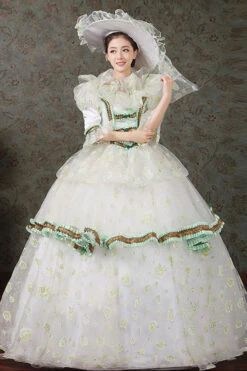 Half Sleeves Diamond Button High Waisted Hollow Embroidery Floral Print Multi-Layer Victorian Lolita Prom Dress -LolitaInside bac569cefa6d7229134a411dbfb8fe5e