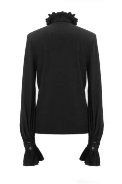 Black Chiffon Embroidered Long Sleeves Mens Gothic Blouse -LolitaInside bb4c6870a6c122be23a876755d61863e