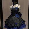 Black/Blue Print Ruffle Bowknot Gothic Princess Lolita Jsk Dress -LolitaInside bba045150191a942b924b8ef159577a6