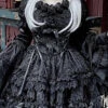 Pure Black Puff Short Sleeves Princess Gothic Lolita Tiered Dress -LolitaInside bbf9a2b819fd6d687dc5f5a124fd346f