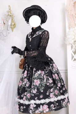 Black Elegant Vintage French Rose Floral Print V Collar Sleeveless Ruffled Classic Lolita JSK Dress 14 Black Elegant Vintage French Rose Floral Print V Collar Sleeveless Ruffled Classic Lolita JSK Dress -LolitaInside bc5d2b94ee2eb5aa29cb816a2b2caf1a