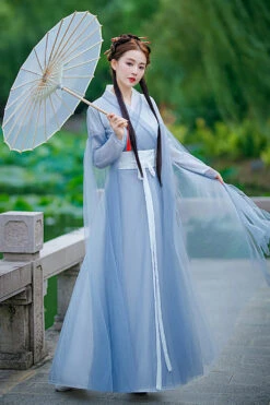 Blue Chinese Style Fairy Airy Sweet Hanfu Dress -LolitaInside be19b6ab938f4be0331d256176c9705e