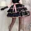 Rose Contrast Color Large Swing Tiered Sleeveless Gothic Lolita JSK Dress 3 Colors -LolitaInside bf05382c904970bacd29ff39c162884b