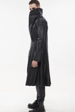 Black Gray Punk Exaggerated Large Collar Design Thick Rope Decoration Handsome Slim Men's Long Coat -LolitaInside bf722f05c378c1984c57b8b0253b7812