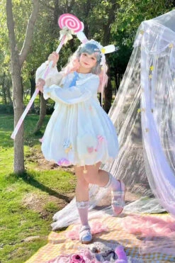 White Doll Collar Long Sleeves Candy Bowknot Sweet Lolita Dress -LolitaInside bfc039a07938f033d51800d1d04128a6