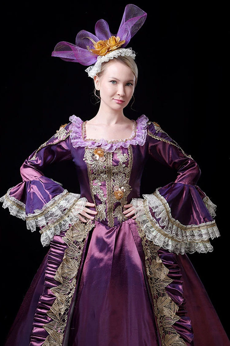 Multi-Layer Long Sleeves Trumpet Sleeves High Waisted Hollow Embroidery Print Victorian Lolita Prom Dress 7 Multi-Layer Long Sleeves Trumpet Sleeves High Waisted Hollow Embroidery Print Victorian Lolita Prom Dress - Image 5