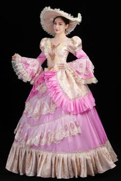 Trumpet Sleeves High Waisted Ruffled Multi-Layer Hollow Embroidery Print Victorian Lolita Prom Dress -LolitaInside c116c548a6285a61bebf0b1532a8e436