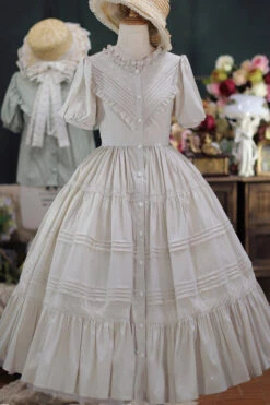 Elegant Cardigan Round Neck Short Sleeves Ruffle One Piece Sweet Lolita Dress 8 Colors -LolitaInside c160f89a9b628870514e1449d4a4f116