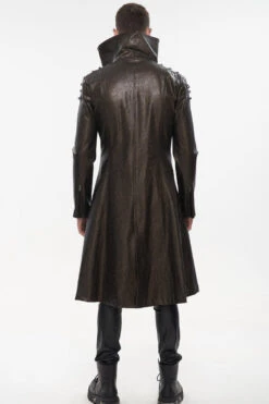 Brown Punk Exaggerated Large Collar Design Thick Rope Decoration Handsome Slim Long Men's Coat -LolitaInside c1b0c6e864715372f758ae6d310546bf