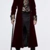 Black/Red Jacquard Gold Faded Buttons Fleece Long Men's Gothic Coat 1 Black/Red Jacquard Gold Faded Buttons Fleece Long Men's Gothic Coat -LolitaInside c20cd1015af059547684fd7a5705c0e6