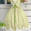 Green Elegant Vintage Square Collar Short Sleeves Multi-Layer Ruffled Classic Lolita OP Dress -LolitaInside c32bcf595d12cdb2d8610c3ee31a54ce