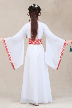 White Neckline Embroidered Wide Sleeve Sweet Hanfu Dress -LolitaInside c38f9acc184679beeb71302ac8701021