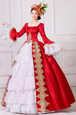 Hime Sleeves High Waisted Square Collar Embroidery Flower Print Victorian Lolita Prom Dress -LolitaInside c3f7b7d448278f45e88f5b95414d37dc