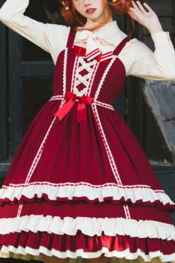 Court Style High Waisted Bowknot Ruffled Multi-Layer Classic Lolita Jsk Dress