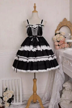 White/Black Sleeveless Multi-layer Bowknot Gothic Lolita Jsk Dress -LolitaInside c55c3916dbc18fb6a3c1c09f760972a8