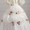 White Court Style High Waisted Flowers Victorian Lolita Prom Dress