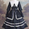 Black Cross Dark Church Elegant Lace Long Sleeves Ruffled Classic Lolita OP Dress