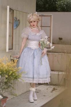 Blue Round Collar Mermaid Tears Short Sleeves Bowknot Sweet Princess Lolita Dress -LolitaInside c68f5bcf338eba614e4df38d99ec43b4
