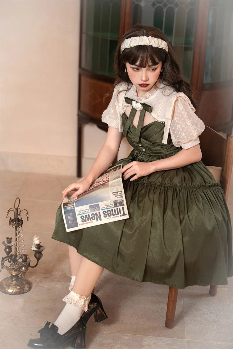Dark Green Noble Retro Elegant Country Poetry Classic Lolita Dress 4 Dark Green Noble Retro Elegant Country Poetry Classic Lolita Dress - Image 2