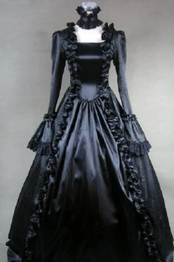 Black Square Collar Long Sleeves Cardigan Victorian Gothic Lolita Dress