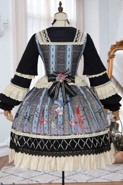 Multi-Color Finches In The Mirror Print Cardigan Long Sleeves Princess Ruffled Classic Lolita OP Dress -LolitaInside c6acfd758270a562d0a4f183f1ef63fd