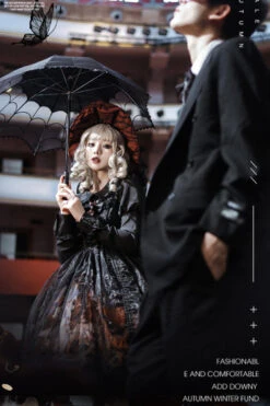 Black Lace Ruffled Organza Material Witch High Waisted Gothic Lolita JSK Dress -LolitaInside c74d6226ebe9a39fef28647aeb690b9c