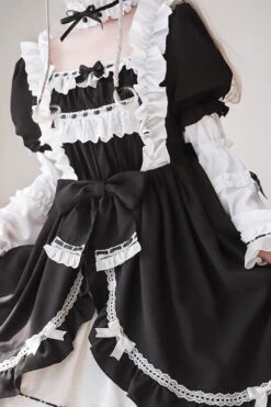 White/Black Long Sleeves Cardigan Bowknot Maid Gothic Lolita Dress 13 White/Black Long Sleeves Cardigan Bowknot Maid Gothic Lolita Dress -LolitaInside c9a5dc35c73ccc74406f2186f507de09