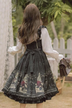 Black Ruffled Strap Court Print Front And Back Bow Classic Lolita JSK Dress -LolitaInside c9d0b316979ac2b8b304b975dc34524f cb09768d e6e7 4064 983b 2a0b37999760