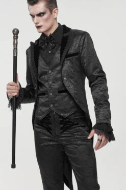 Black Gothic Bright Pattern Printed Decoration Swallowtail Men's Coat -LolitaInside c9ddc90c62966c192b301054c78d565a