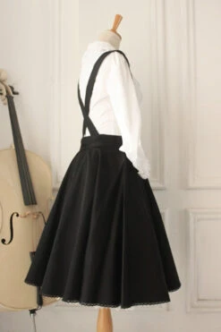 Black Vintage Single Breasted Ruffled Classic Lolita Skirt Strap Dress -LolitaInside cac66cd841a69bf14777bc83d8078d3e