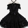 Chiffon Binding Strap Short Sleeves Boat Neck Classic Lolita Dress -LolitaInside caf2ba4422fcb09d53375ba9959b24f4