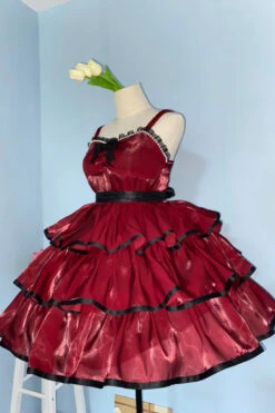 Rose Contrast Color Large Swing Tiered Sleeveless Gothic Lolita JSK Dress 3 Colors -LolitaInside cb394730227ee29727afeddcfc3a2cf0
