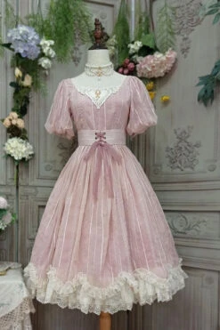 Pink Elegant Vintage Square Collar Short Sleeves Multi-Layer Ruffled Classic Lolita OP Dress -LolitaInside cb79d912497db9c1870fb068f7a1bdd3