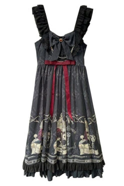 Black Ruffled Strap Court Print Front And Back Bow Classic Lolita JSK Dress -LolitaInside cb7ac9737604a6812443abb016000c3c 8ab3f9c8 a055 4dac b1f1 ac1d33863d9b